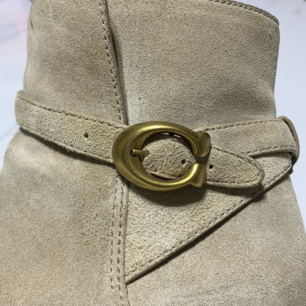 Coach Chrystie Suede Ankle Boots with Gold Buckle - Picture 7 of 16